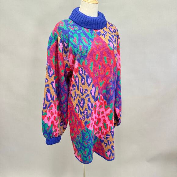 Farm Rio Mixed Leopard Pop Sweater Dress Size Medium - Picture 3 of 16